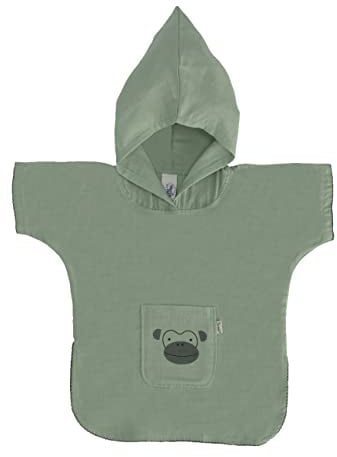 Sterntaler Unisex Kinder Poncho Affe Albert, Baumwollmusselin, mit Kapuze und Fronttasche, ideal für Pool und Strand, Grün