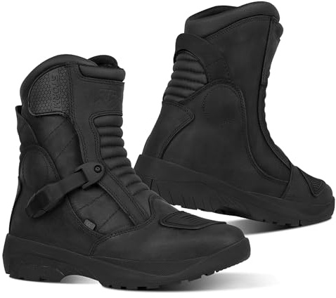 RAXID Storm Motorcycle Adventure Boots Waterproof Motorbike Shoes Men and Women Genuine Leather CE Approved Boots (Black, UK Footwear Size System, Adult, Men, Numeric, Medium, 12)