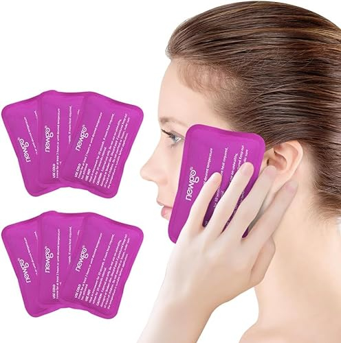 NEWGO Ice Pack for Injuries Reusable, 6PCS Reusable Hot Cold Therapy Small Gel Ice Pack for Wisdom Teeth, Eyes, Migraine, Headaches, Bruises, Bumps, Swelling, Pain Relief (Rose Red)