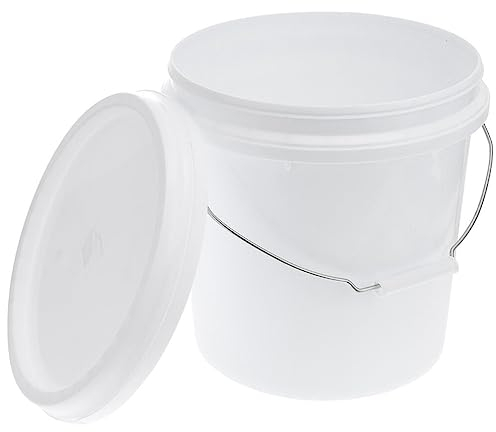 Baluue Secchio con coperchio 5l bianco - sicuro per gli alimenti, stabile, ermetico, a prova di perdite, inodore - contenitore di plastica, con manico - vuoto