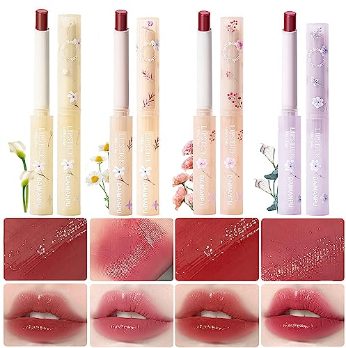 4 Farben Gelee Lippenstift, Spiegel Hydrating Long Lasting Moisturizing Lippenglasur Getönte Lippenbalsam, Non Sticky, Vivid Color Glänzende Lip Gloss Korean Schönheit Make-up Lip Pen