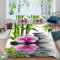 Bettwäsche 200x200 3 teilig Soft Microfaser Bettwäsche Set Zen-Orchideen Und GrüNpflanzen Muster Bettbezug mit Reißverschluss und 2 Kissenbezug 80x80 cm für Kinder und Erwachsene