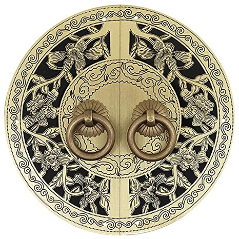 Labyrinth-Türklopfer, Türklopfer, chinesische Messingplatte, Möbelgriffe, Knöpfe, 14 cm breit, Vintage für Tür, Antik-Bronze-Finish (Farbe: Fisch)