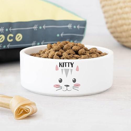 Wanapix | Gamelle Personnalisé avec Nom | Gamelle pour Chien et Chat | Nourriture et Eau | Céramique | 15x5,8 cm | Cagnotte