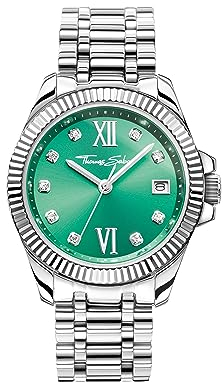 THOMAS SABO 2 Damenuhr Divine Green mit Zifferblatt in Grün silberfarben Edelstahl, Edelstahl Silberfarben WA0404-201-211