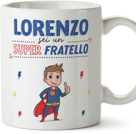 Mugffins Tazza Personalizzata in ceramica per FRATELLO 11 oz / 350 ml - In italiano - Sei Super! - Idea regalo per compleanno, anniversario, natale