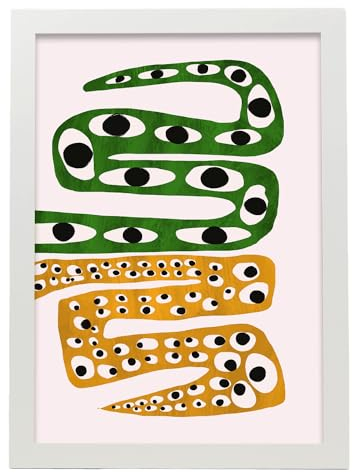 Nacnic Slam Snake Sesign Blatt. In Verschiedene abstrakte Poster. Ästhetische dekorative Gemälde für Ihr Wohnzimmer, Schlafzimmer, Zuhause Größen A3 mit weißen Rahmen