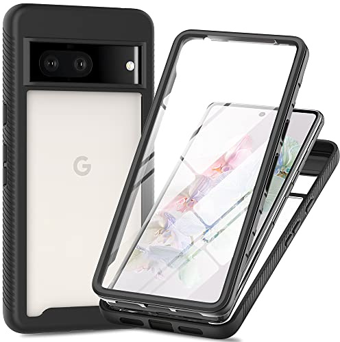 RonRun Funda para Google Pixel 8 con Protector de Pantalla Incorporado, Protección de 360 ° Anti Choque Transparente Carcasa Compatible con Google Pixel 8 Negro