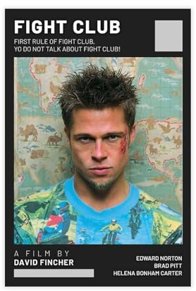 FIGHT CLUB Filmposter auf Leinwand, Poster, Wandkunst, Dekor, Bild, Gemälde für Wohnzimmer, Schlafzimmer, Dekoration, ungerahmt, 30 x 45 cm