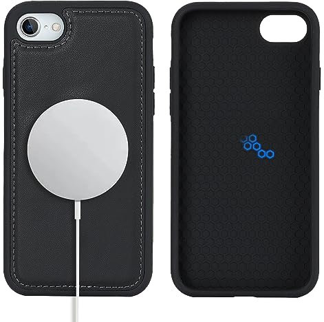 Ｈａｖａｙａ für iPhone 7 Hülle Kompatibel mit Magsafe für iPhone 8 Herren Leder magnétique Hülle SE(2020/2022) für Damen - Schwarz