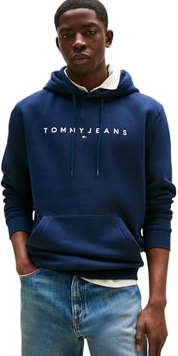 Tommy Jeans TJM Reg Linear Logo Hoodie EXT Pullover-Kapuzenpulli, Herren, Blau (Dark Night Navy), XXXL