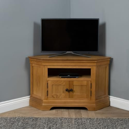 Elm home and garden Quality Oak Corner TV Media Unit 2 Door Cupboard Fully Assembled