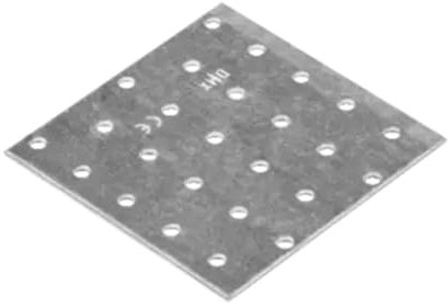 Placa plana perforada galvanizada de 100 mm x 100 mm, soportes de metal para madera, 2 mm de grosor, acero PP35 (paquete de 10)