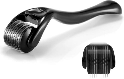 Zynxel Dermaroller Cabello, 0.5mm Derma Roller, Profesiona Derma Roller Mincroneedling para cara y cuerpo, Dermaroller Facial Para Antiedad y Cabello