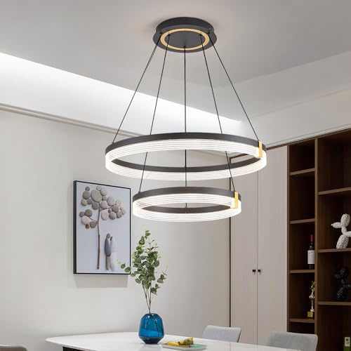Eurotondisplay LED Deckenleuchte mit Fernbedienung oder Handy-App Lichtfarbe/Helligkeit einstellbar schwarz gold lackierter Alurahmen sehr leicht (TY4567-46YD)