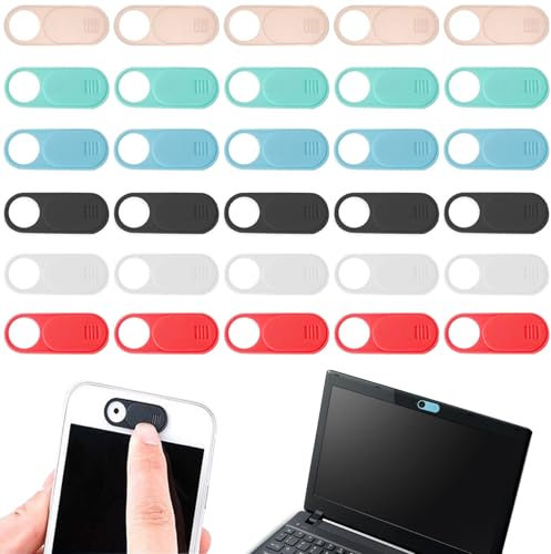 BetterJonny 30 PCS Webcam Cover Slide, Thin Phone Camera Cover Laptop Computer Camera Cover Slide Blocker Slider Lens Cover Protector Protect Privacy Security Fits Desktop PC Tablet Pad
