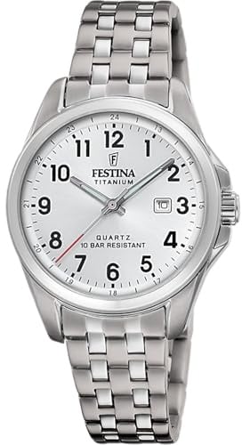 Festina Damen Uhr Analog Titan Grau - Quarzwerk - Mineralglas hochresistent - 10 ATM wasserdicht - Datum F20697/1 - Calendario Titanium