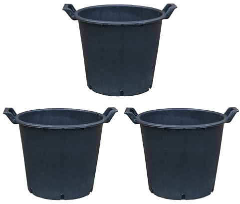30L Heavy Duty Large Garden Pot with Sturdy Handles – UV Stable, Frost Resistant, Lightweight Container for Trees, Shrubs, Veg, and Garden Waste 3x by Thompson and Morgan (3)