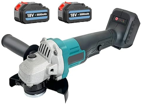 Smerigliatrice Angolare a Batteria 18V, 125mm Smerigliatrice Elettrica con 2x 5.5Ah Batteria e Caricabatterie, Sostituzione per Makita Batteria, Per Molatura/Lucidatura/Taglio