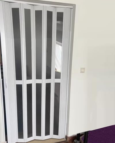 Falttür Durchsichtige Falttüren Innen Als Raumteiler für Schlafzimmer und Küche, Rollo-Fliegengitter in Sondergröße, 80 Zoll Hohe Ziehharmonika-Platte(25x40in(63.5x101cm))
