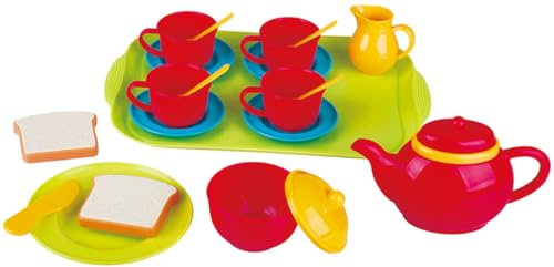 Kinder Teeservice 20-TLG von PLAY Kunststoff Spielgeschirr Geschirr Set bunt +2J
