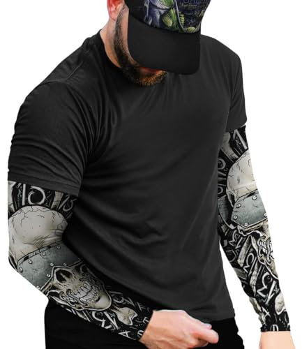 ShopINess Manguitos Estilo Calavera para Moteros Deporte Halloween y Eventos Mangas de Brazo Protección Solar UV y Comodidad Talla Única (Black & White)