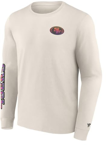 San Francisco 49ers NFL Langarm T-Shirt Shirt Sweatshirt Gradient LS Crew (DE/NL/SE/PL, Alphanumerisch, S, Regular, Regular, Beige)