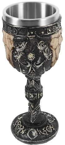 VILLFUL Skull Cup Wolf Head Design Stainless Steel Goblet 3D Skull Mug for Halloween Beer Cup Hand Goblet Holder