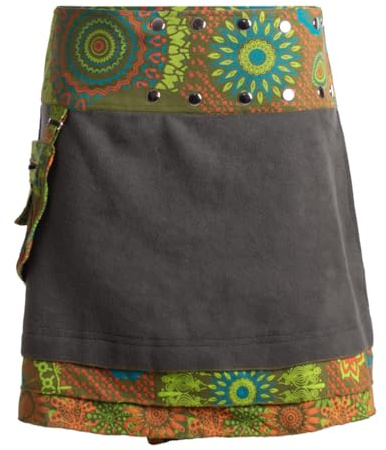 Vishes - Alternative Bekleidung - Damen Warmer Wickelrock Rock zum Wickeln mit Druckknöpfen Mandalas