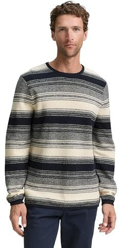 TOM TAILOR Herren Strickpullover im Streifenmuster
