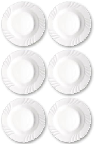 AC - Pack de 6 Platos Hondos - Modelo Ebro - Ø 24 cm - Vidrio Opal - Apto para lavavajillas y microondas - Ideal para el hogar, Cocina y hostelería