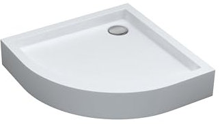Sellon24® Receveur de douche en acrylique avec support en polystyrène blanc brillant quart de cercle antibactérien 80 x 80 cm Hauteur 16 cm
