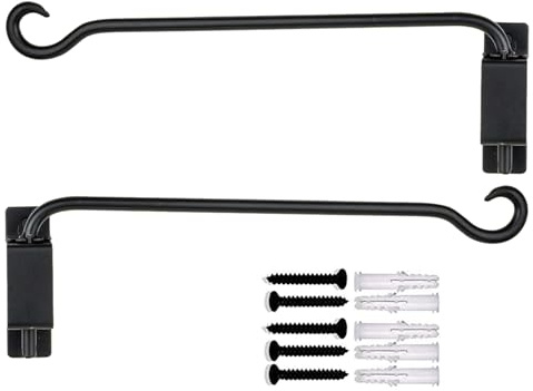 Duroecsain Lot de 2 supports muraux en fer pour suspendues - 41 cm - Pour suspendre des - Mangeoire à oiseaux - Lanterne - Carillons à vent - Appliques murales
