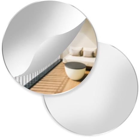 2 Stück 20cm Selbstklebender Acrylspiegel, Spiegel Zum Kleben, Schminkspiegel, Wandspiegel, Spiegel Selbstklebend Rundspiegel für Schlafzimmer, Wohnzimmer, Schrank