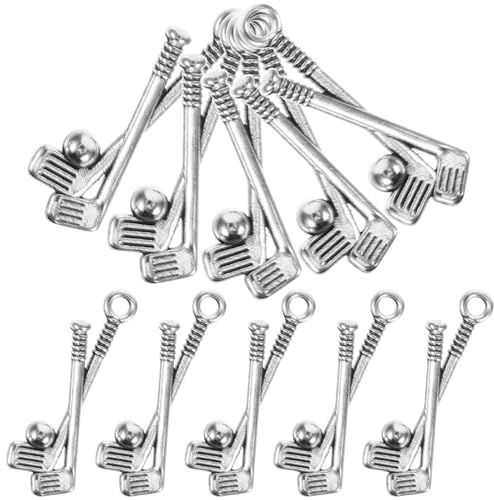 LOLIPPYY 40 Stück Golfschläger Anhänger Aus Legierung Selbstgemacht Schmuckanhänger Leichter Metallanhänger in Antik Silber Bastelzubehör Für Armbänder Und Schlüsselanhänger Geschenk Für Golfspieler