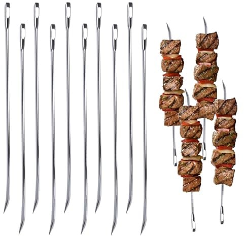 Spiedini Acciaio, Set 10 Spiedini in Acciaio 17.5cm, Aghi per Trussing per Arrosto da Macellaio Aghi per Trussing Ago per lardellare l’arrosto Arrosticini per Marshmallow Cioccolato Spuntini Verdure
