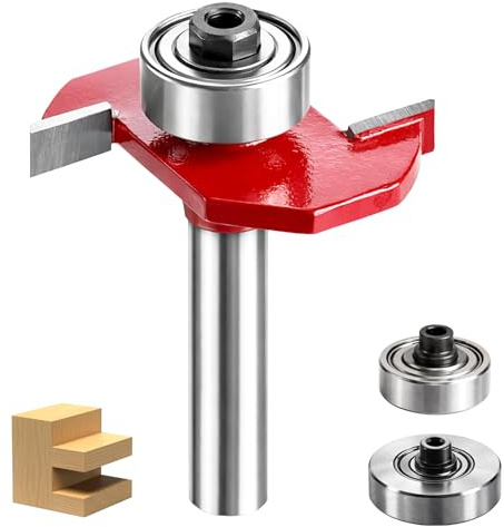 3 in 1 Biscuit Jointer Router Bit 1/4 Shank Slot Cutter Set | 2 Adjustable Bearings 5/8 3/4 Slot, Woodworking Tool for Plywood Slotting, Grooving, Rebating and Joint Cutting Application