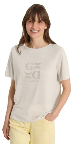 Damen T-Shirt in Leinen-Optik mit Print