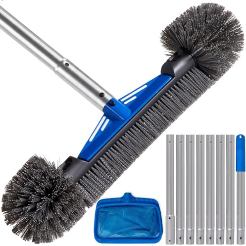 Best Choice Products Pool Cleaning Kit – 3 in 1, Includes Pool Brush, Skimmer Net, 9 ft Adjustable Aluminum Pole for Wall & Surface Cleaning