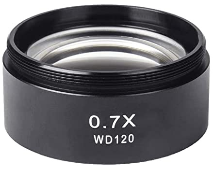 WD120 0.7X Barlow Lens Replace Trinocular Stereo Microscope Auxiliary Objective Lens 48mm Thread Microscope Accessories Objective for Stereo Trinocular Binocular