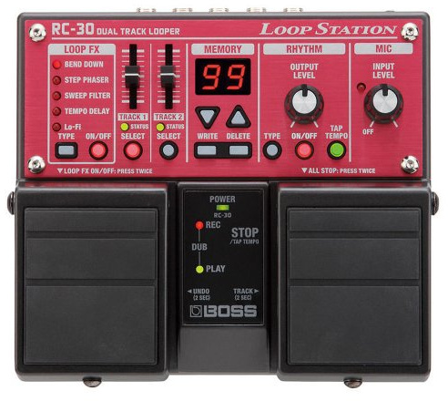 BOSS RC-30 Loop Station Twin Guitar Pedal, Red