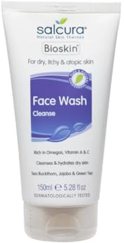 Salcura Natural Skin Therapy, Bioskin Face Wash, Natural Wash Cleansing All Impurities From Dry, Itchy & Sensitive Skin, Leaves The Skin Feeling Soft, Smooth & Nourished 150ml Black