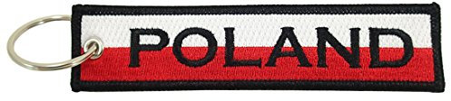 Luso Polen Flagge Schlüsselanhänger, 100% bestickt, Rot