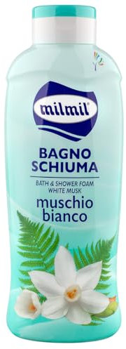 Milmil Bagno Schiuma, Fragranza Muschio Bianco, Dermatologicamente Testato PH Fisiologico - 6 x 1000 ML