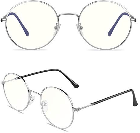 GQUEEN Runde Blaulichtfilter Brille Damen Herren Blaufilter Blaulicht Computer PC Gaming Brille UV400 Schutz,GQ40