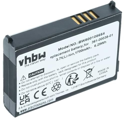 vhbw Akku kompatibel mit Garmin Zumo 660LM | 650, 210 CE, 600, 660, 220, 665LM, 665, 210 GPS Navigation Navi (1700 mAh, 3,7 V, Li-Ion)