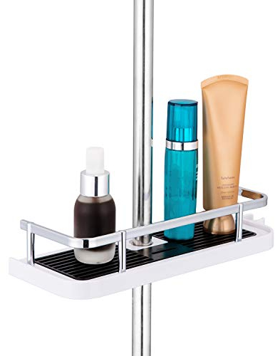 ASTOTSELL Bathroom Shower Shelf, Organiser Caddy Storage Rack No Drilling Needed Pole Shelf With Buckle and Head Hook for 18mm-25mm Pole