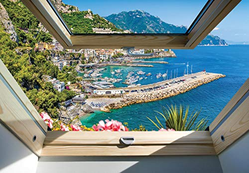 WallArena Vlies Fototapete, Fenster, 104x70,5cm | Fototapeten - Tapeten - für Wohnzimmer Schlafzimmer - Vliestapete Wandtapete Tapete 3D Effekt- inkl. Kleister