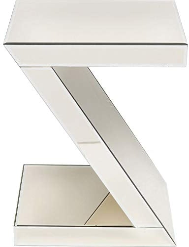 Kare Design Beistelltisch Luxury Z Pearl, Beige, Verspiegelt, Couchtisch in Z-Form, Wohnzimmertisch, Sofatisch, Nachttisch, Glas, 60x45x33 cm (HxBxT)