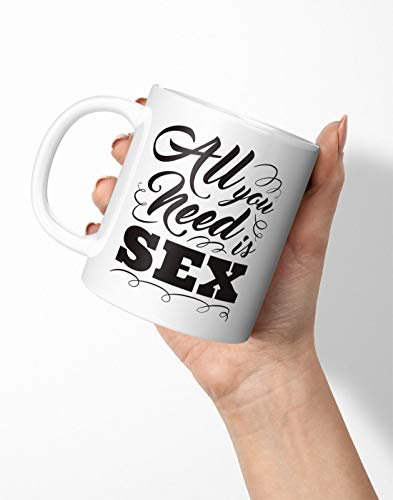 BLAK TEE All You Need is Sex Funny Slogan Porcelain Coffee and Tea Mug 330 ml